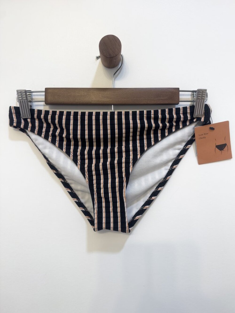 Shade & Shore Striped Low Rise Cheeky Bikini Bottom NWT Small